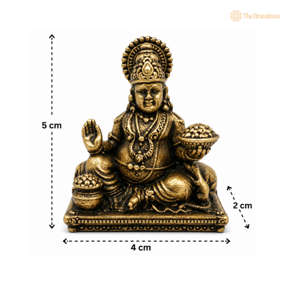 Handcrafted Brass Kuber Idol for Wealth – Lord of Wealth Statue for Puja &amp; Prosperity 2 Inch