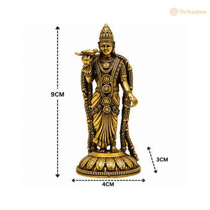 Brass Meenakshi Idol – Goddess Meenakshi Amman Murti for Puja, Home Mandir &amp; Spiritual Décor  3.5 Inch