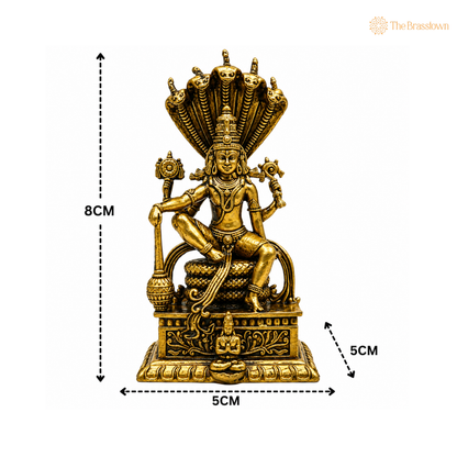 Brass Vishnu on Sheshnag Idol – Lord Narayana Murti (Hari) for Puja, Home Mandir &amp; Spiritual Décor 3 Inch