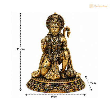 Brass Hanuman Idol – Bajrangbali / Anjaneya / Maruti Murti for Puja, Home Mandir &amp; Spiritual Décor 4.5 Inch