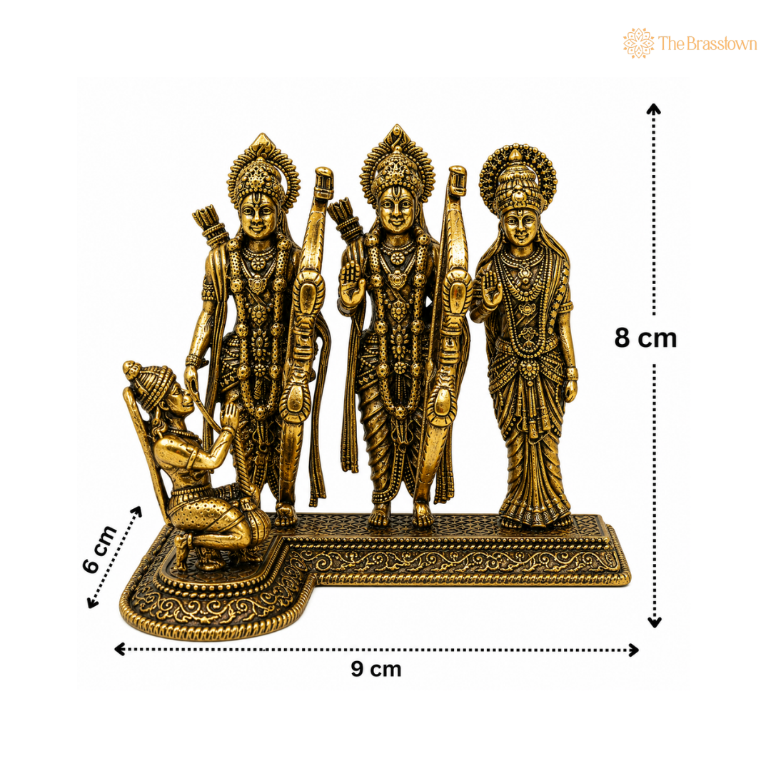 Brass Ram Darbar Ashtadhatu Idol – Divine Ram Parivar Statue for Puja &amp; Home Mandir 3 Inch