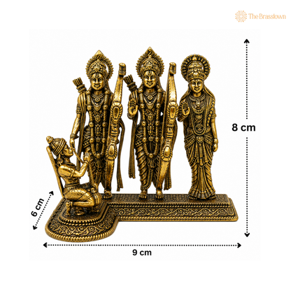 Brass Ram Darbar Ashtadhatu Idol – Divine Ram Parivar Statue for Puja &amp; Home Mandir 3 Inch