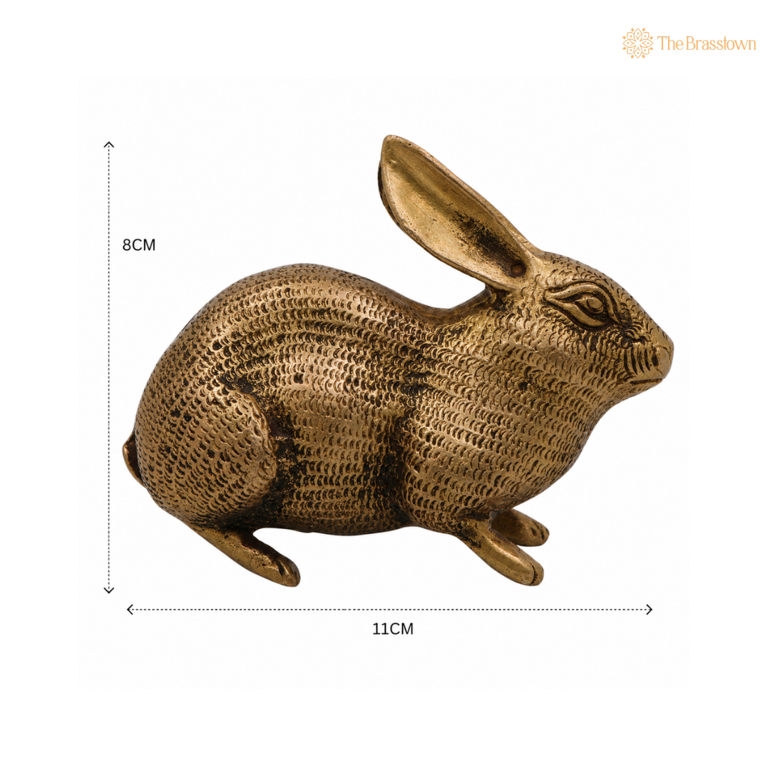 Brass Rabbit Idol – Decorative Bunny Showpiece for Home, Office &amp; Table Décor 3 Inch