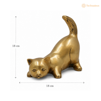 Brass Handcrafted Pital Bill Showpiece – Decorative Cat Figurine for Home &amp; Office Décor 7 Inch
