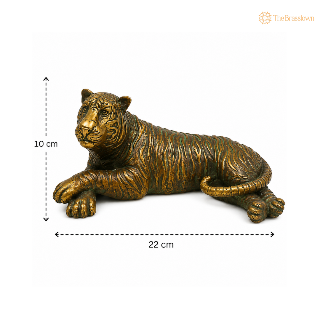 Brass Royal Tigress Idol – Royal Bengal Tigress Murti for Home, Office &amp; Table Décor 4 Inch