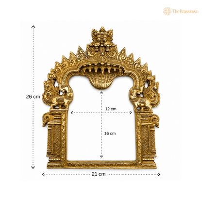 Traditional Brass Lion-Guarded Arch Frame 10.5 Inch
