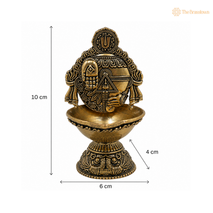 Brass Balaji Deepam – Tirupati Balaji Oil Lamp (Peetal Diya) for Puja, Aarti &amp; Home Mandir Décor 4 Inch