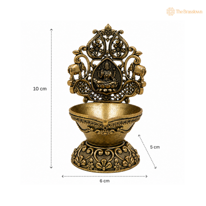 Brass Handcrafted Mahalakshmi Deepam – Mahalakshmi Vilakku Kuthu Diya Pital Oil Lamp Laxmi Deepak Idol for Puja &amp; Home Mandir 4 Inch