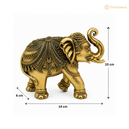 Handcrafted Brass Elephant Idol – Fine Finish Decorative Elephant Statue for Home Décor &amp; Puja 4 Inch