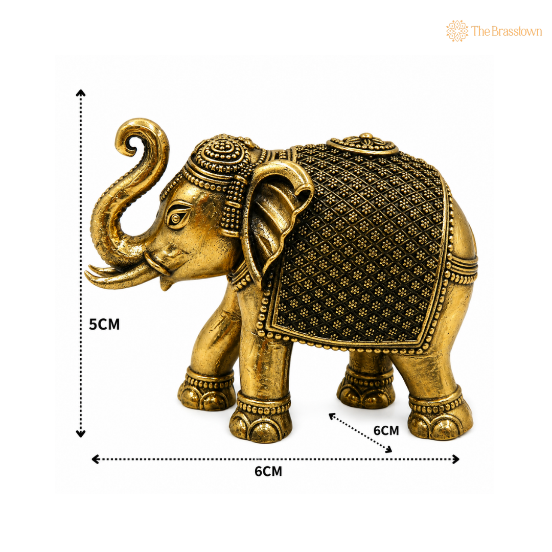 Brass Small Elephant Idol – Decorative Elephant Statue for Home, Office &amp; Spiritual Décor 2 Inch