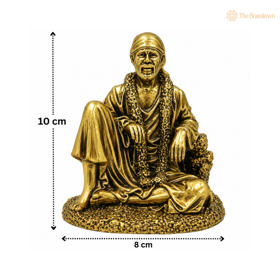 Brass Shirdi Sai Baba Idol – Fine Finish Shirdi Sai Baba Statue for Puja &amp; Home Mandir 4 Inch