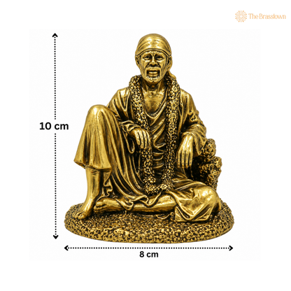 Brass Shirdi Sai Baba Idol – Fine Finish Shirdi Sai Baba Statue for Puja &amp; Home Mandir 4 Inch
