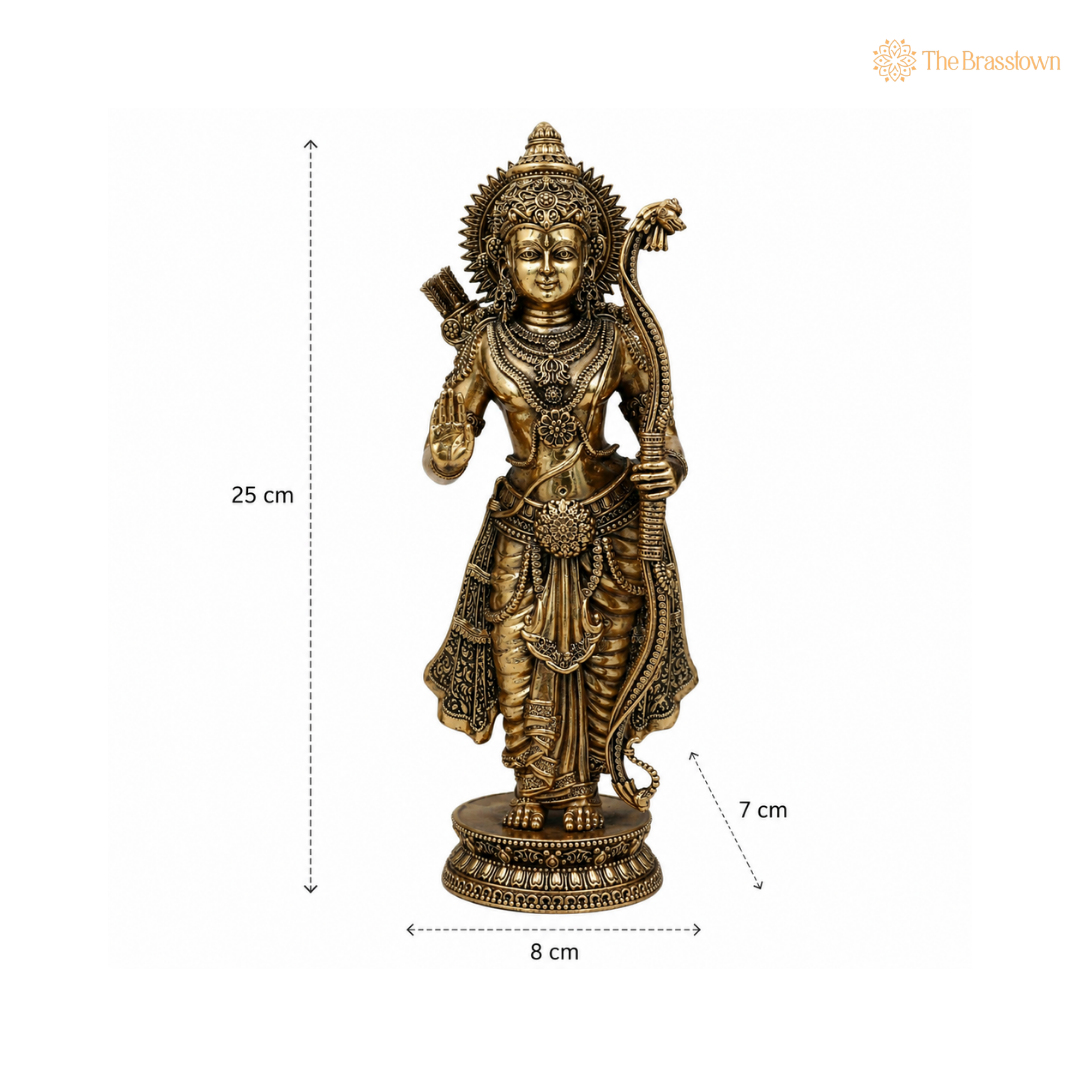 Brass Ram Darbar Idol – Divine Ram Parivar Statue for Puja &amp; Home Mandir 10 Inch