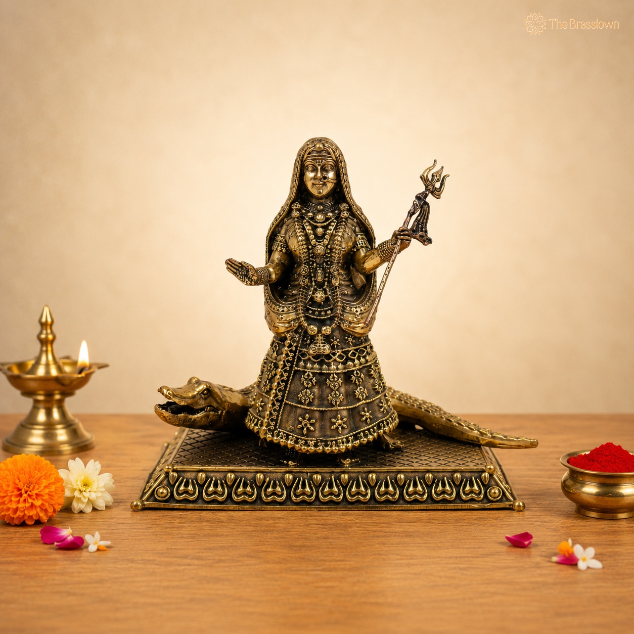 Brass Khodiyar Mata Idol – Handcrafted Khodal Maa Murti / Vigraha for Home Pooja, Temple Décor &amp; Spiritual Blessings 4.5 Inch