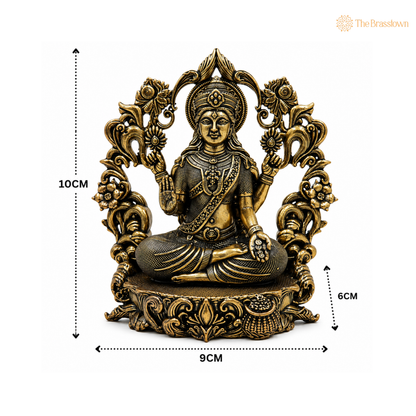 Brass Sitting Lakshmi Idol – Divine Goddess of Wealth &amp; Fortune for Puja 4 Inch
