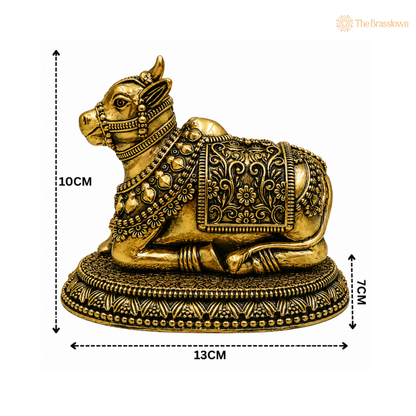 Handcrafted Brass Nandi (Nandikeshwara Basava) – Shiva Vahana for Puja &amp; Home Décor 4 Inch