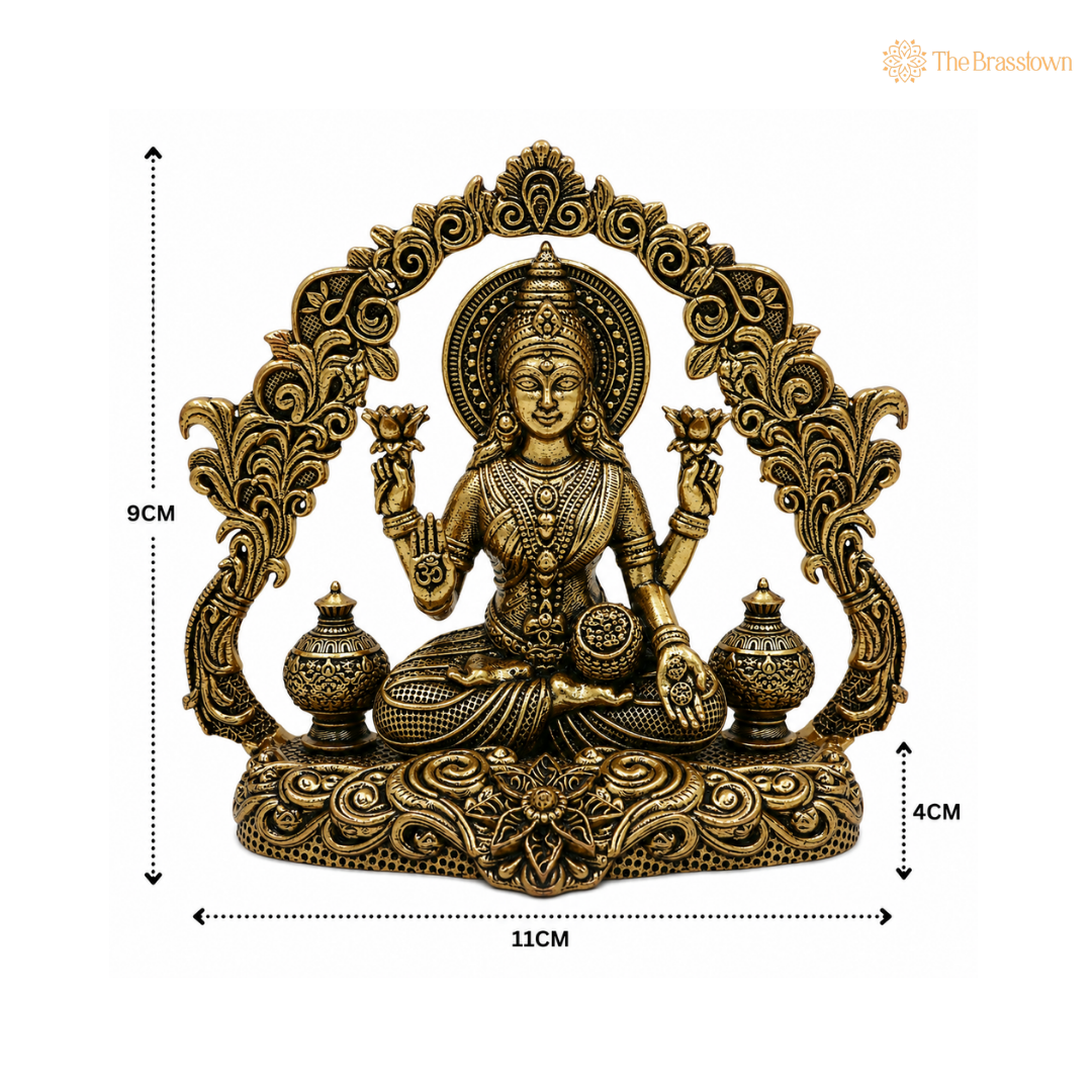 Brass Sitting Mahalakshmi Idol – Divine Goddess of Wealth &amp; Fortune for Puja 3.5 Inch