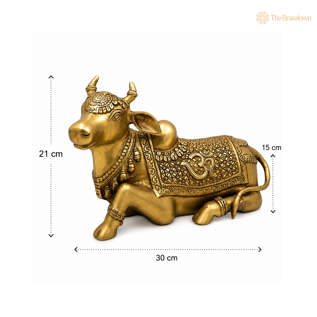 Traditional Brass Nandi Idol 8.5 Inch
