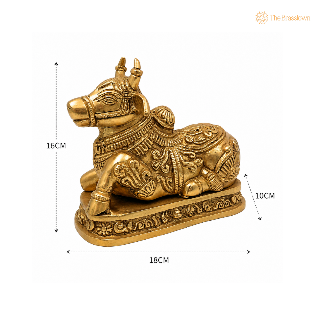 Handcrafted Brass Nandi Statue  6.5 Inch