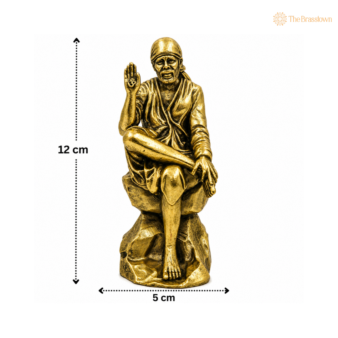 Brass Sai Baba Idol – Fine Finish Shirdi Sai Baba Statue for Puja &amp; Home Mandir 4.5 Inch