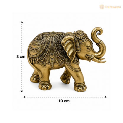 Handcrafted Brass Elephant Idol – Fine Finish Decorative Elephant Statue for Home Décor &amp; Puja 3 Inch