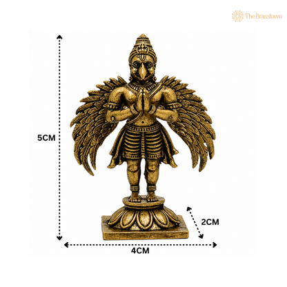 Brass Garuda Idol – Divine Vahana of Lord Vishnu, Garuda Murti for Puja, Home Mandir &amp; Spiritual Décor 2 Inch