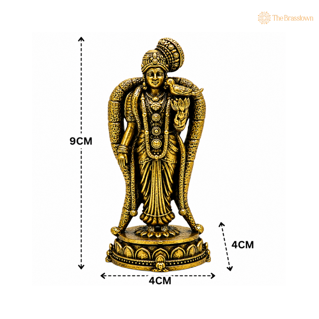 Brass Madurai Meenakshi Idol – Goddess Meenakshi Amman Murti for Puja, Home Mandir &amp; Spiritual Décor  3.5 Inch