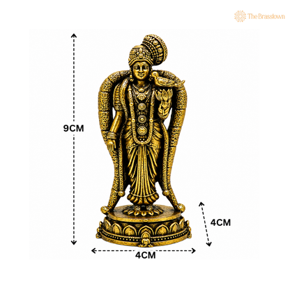 Brass Madurai Meenakshi Idol – Goddess Meenakshi Amman Murti for Puja, Home Mandir &amp; Spiritual Décor  3.5 Inch