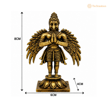 Brass Garuda Idol – Divine Vahana of Lord Vishnu, Garuda Murti for Puja, Home Mandir &amp; Spiritual Décor 3 Inch