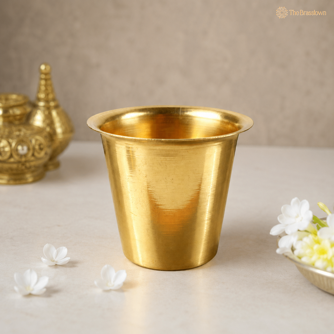 Brass Tumbler – Peetal Tea &amp; Coffee Cup with Heat Retention for Café, Restaurant, Home &amp; Coffee Counter Display 2.5 Inch