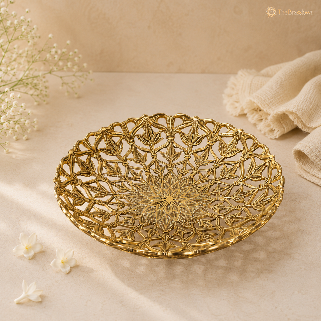 Brass Fruit Bowl – Traditional Peetal Decorative Dry Fruit Bowl for Dining Table, Home Décor &amp; Centerpiece 2 Inch