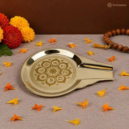 Traditional Brass Abhisheka Patra – Traditional Abhishekam Somasutra Vessel for Deity Worship, Mandir Rituals &amp; Home Puja 1 Inch