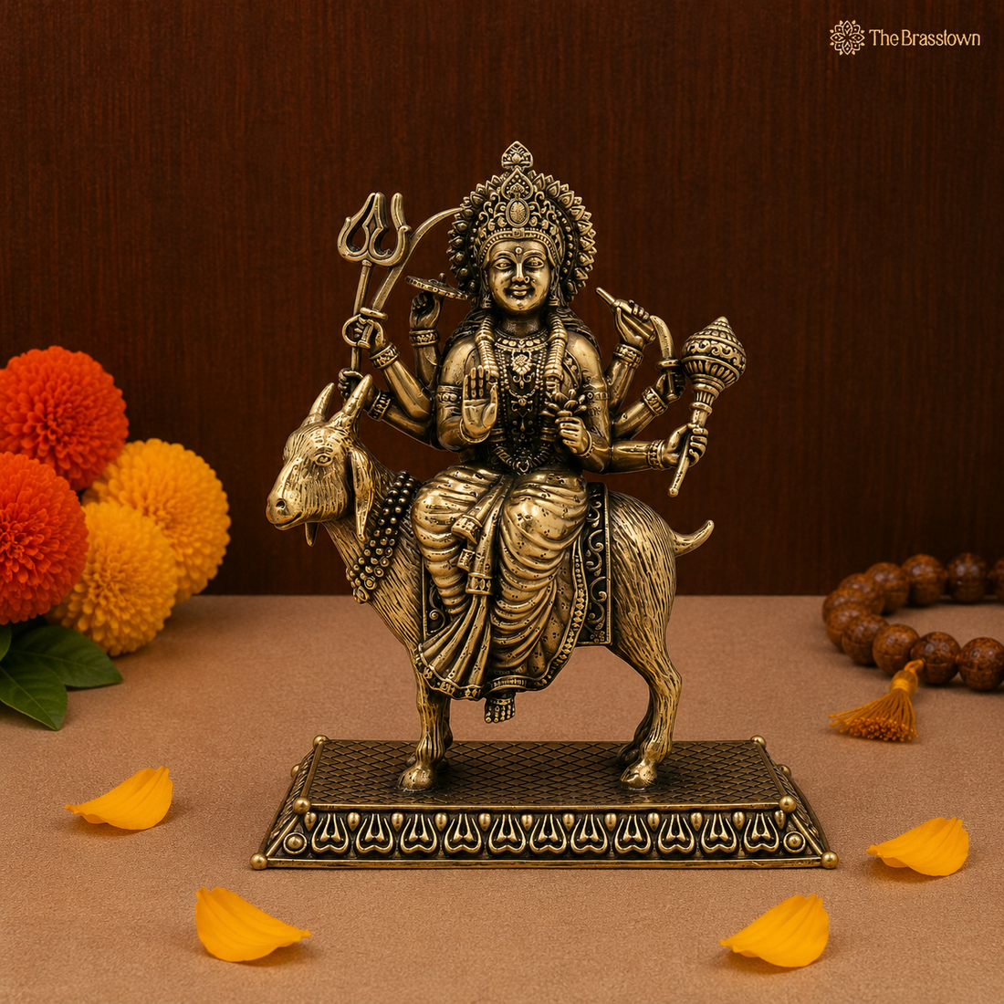 Brass Meladi Mata Ji Idol – Handcrafted Meldi Maa Devi Murti for Pooja, Vastu, Home Mandir &amp; Spiritual Décor 5 Inch