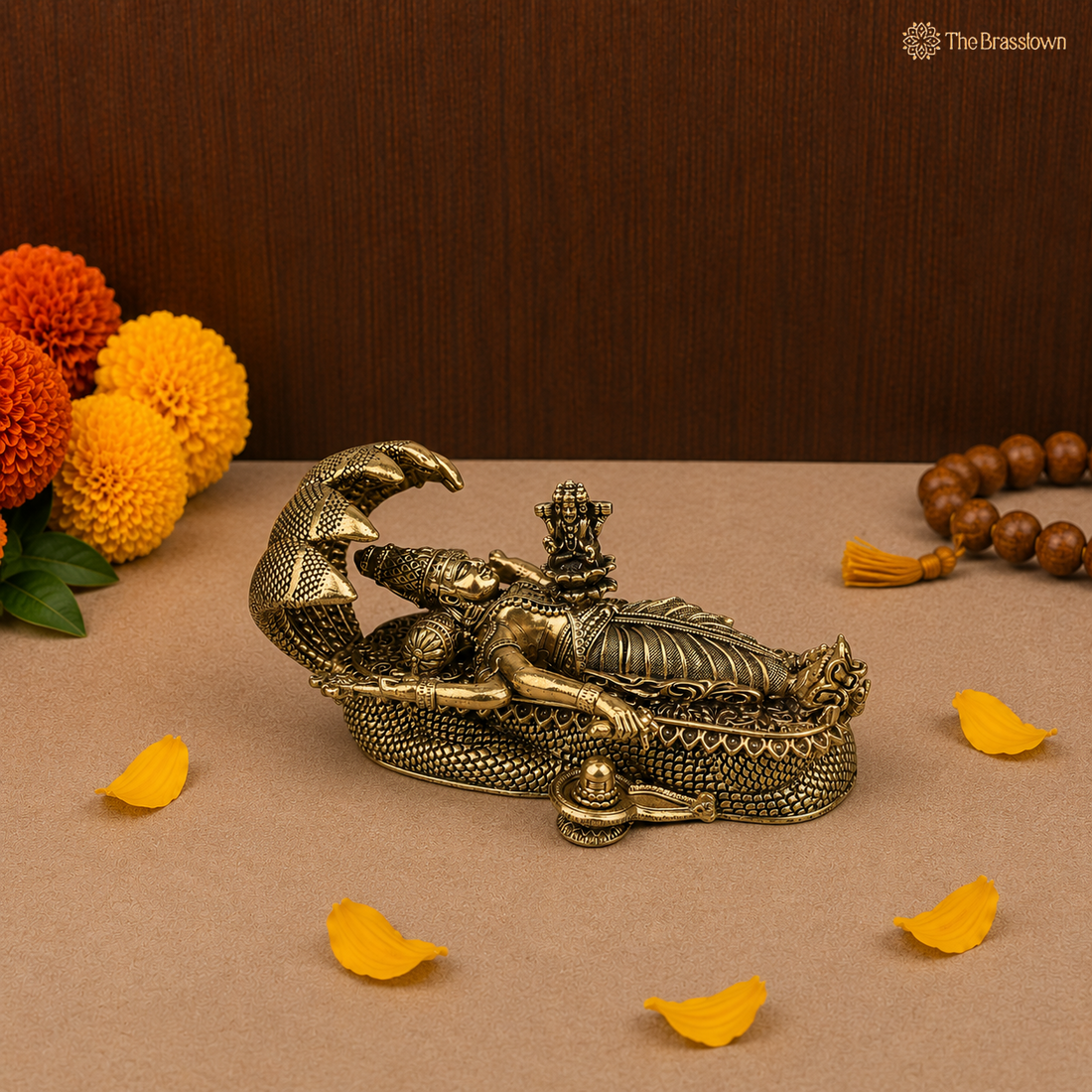Lord Padmanabhaswamy Idol Anantha Shayana Vishnu Murti – Lord Vishnu Murti for Home Temple, Pooja &amp; Spiritual Decor 1.5 Inch