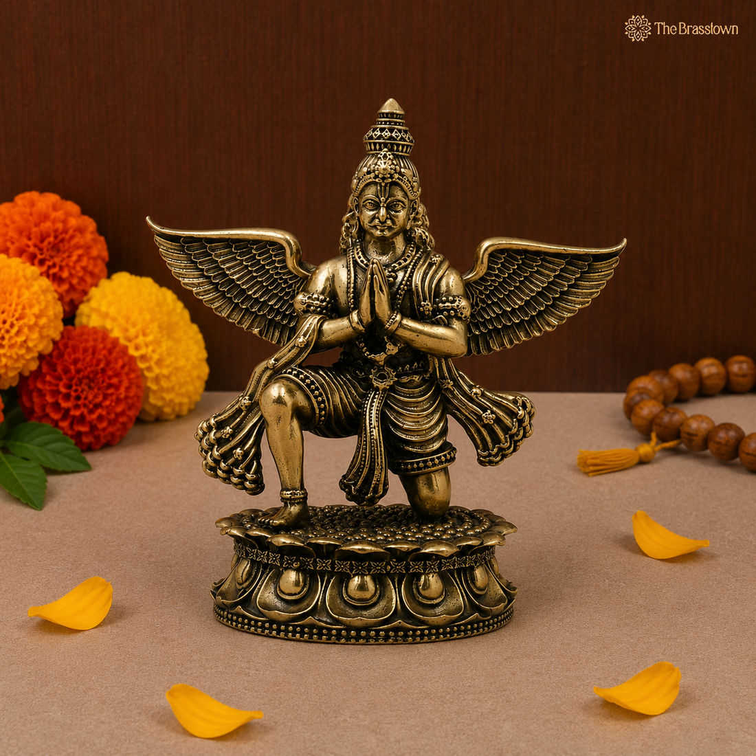 Brass Garud Dev Idol - The Divine Eagle (Garuda Bhagwan Vishnu Vahana) 4.5 Inch
