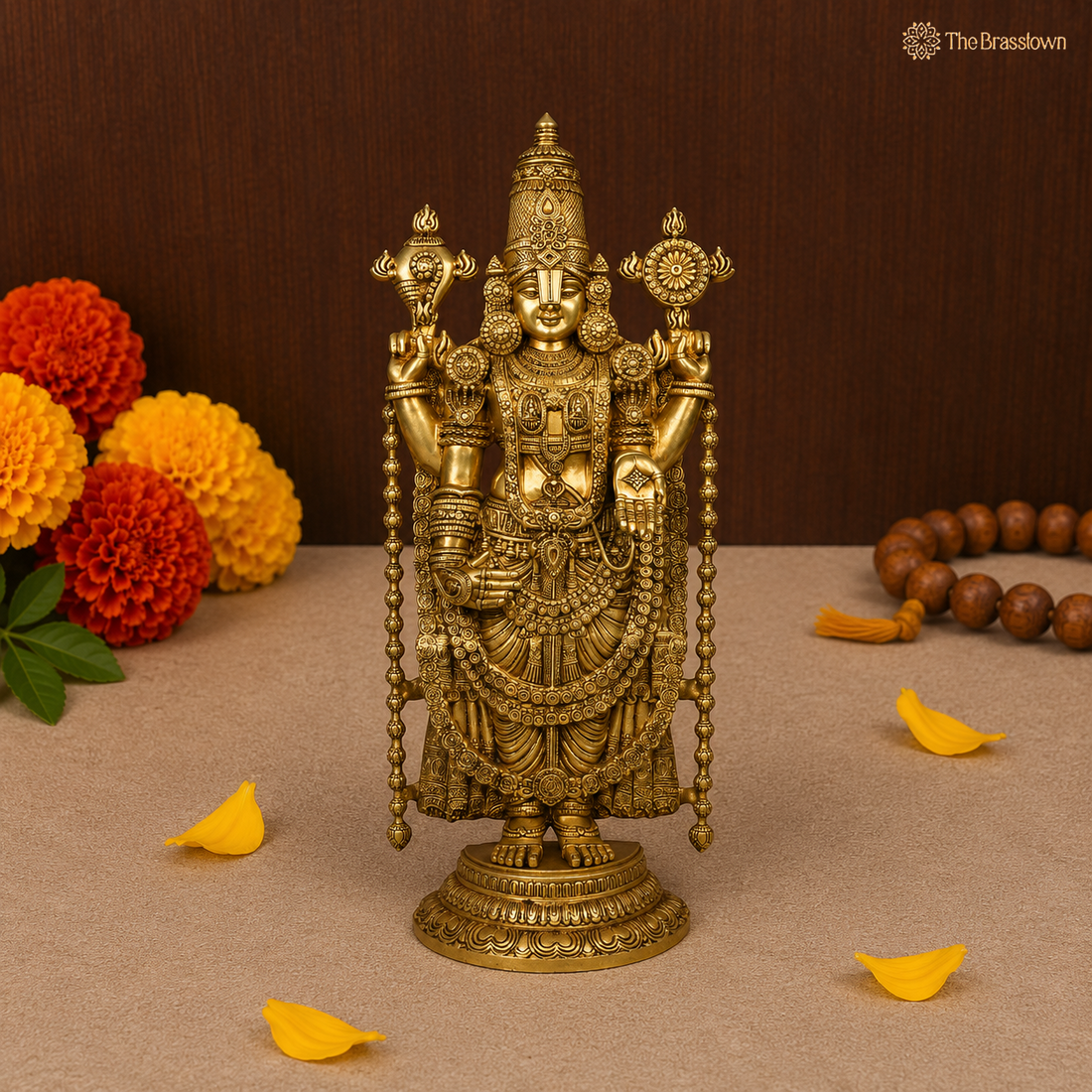 Brass Venkateswara Balaji Srinivasa Govinda Tirupati Perumal Idol – Tirupati Balaji Statue for Puja &amp; Home Mandir 47 Inch