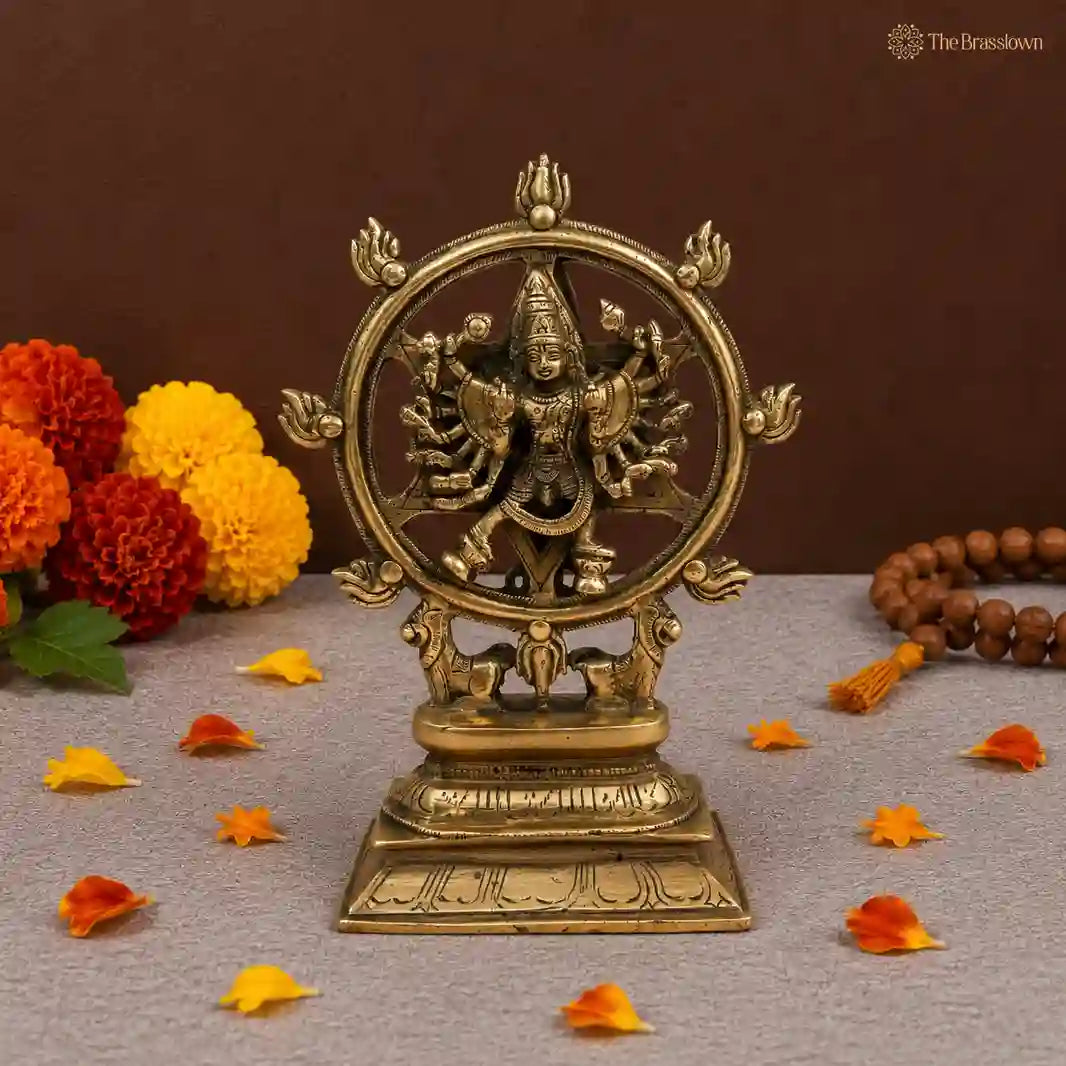 Exquisite Brass Vishnu Sudarshana Chakra Statue 9.5 Inch