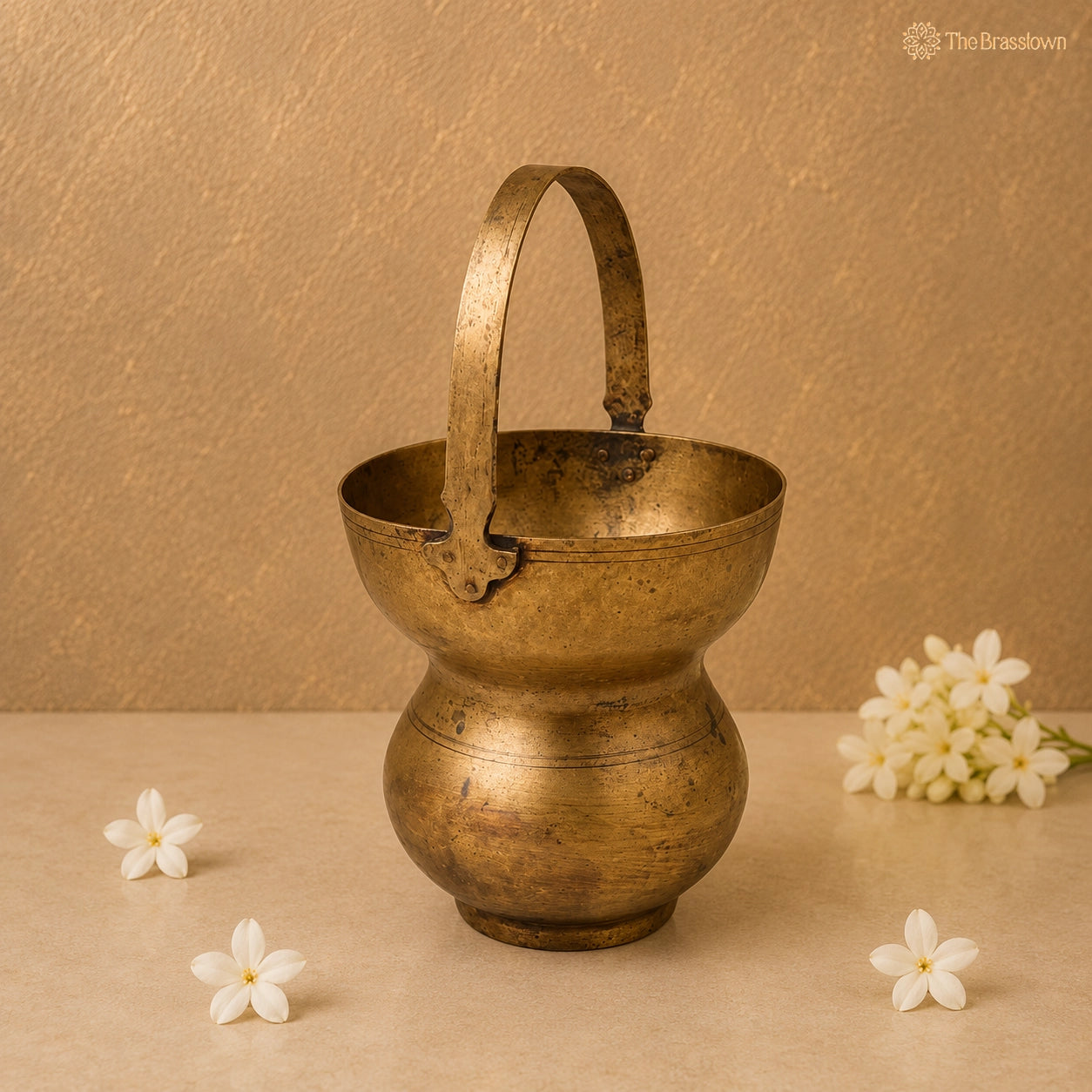 Brass Kamandalu – Traditional Pital Gangajali Kamandal - Handcrafted Pooja Decor by The Brasstown