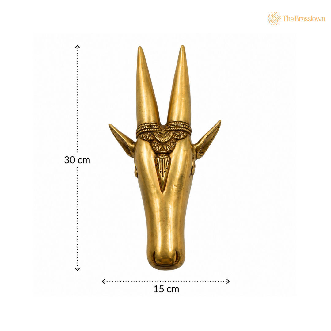 Brass Antelope Wall Mask 12 Inch