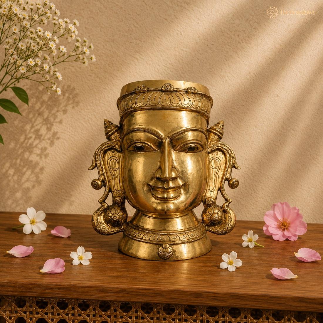 Brass Devi Face Wall Hanging 12.5 Inch