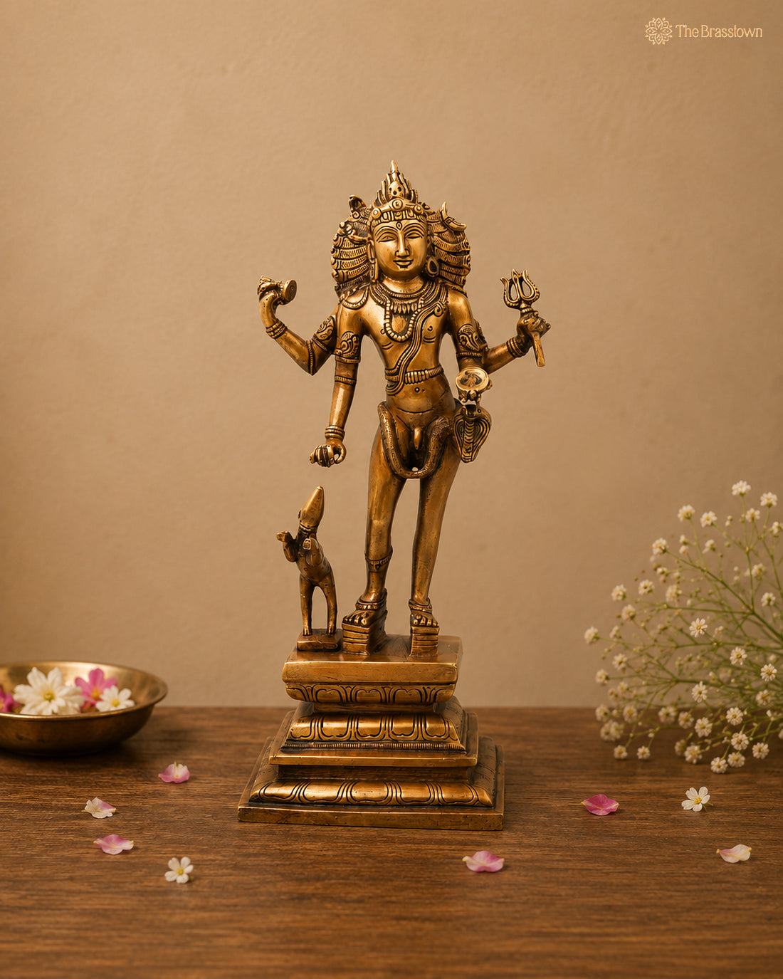Brass Kala Bhairava Idol – Handcrafted Traditional Chola Style Bhairav Murti for Pooja, Home Mandir, Spiritual Décor &amp; Gifting 15 Inch