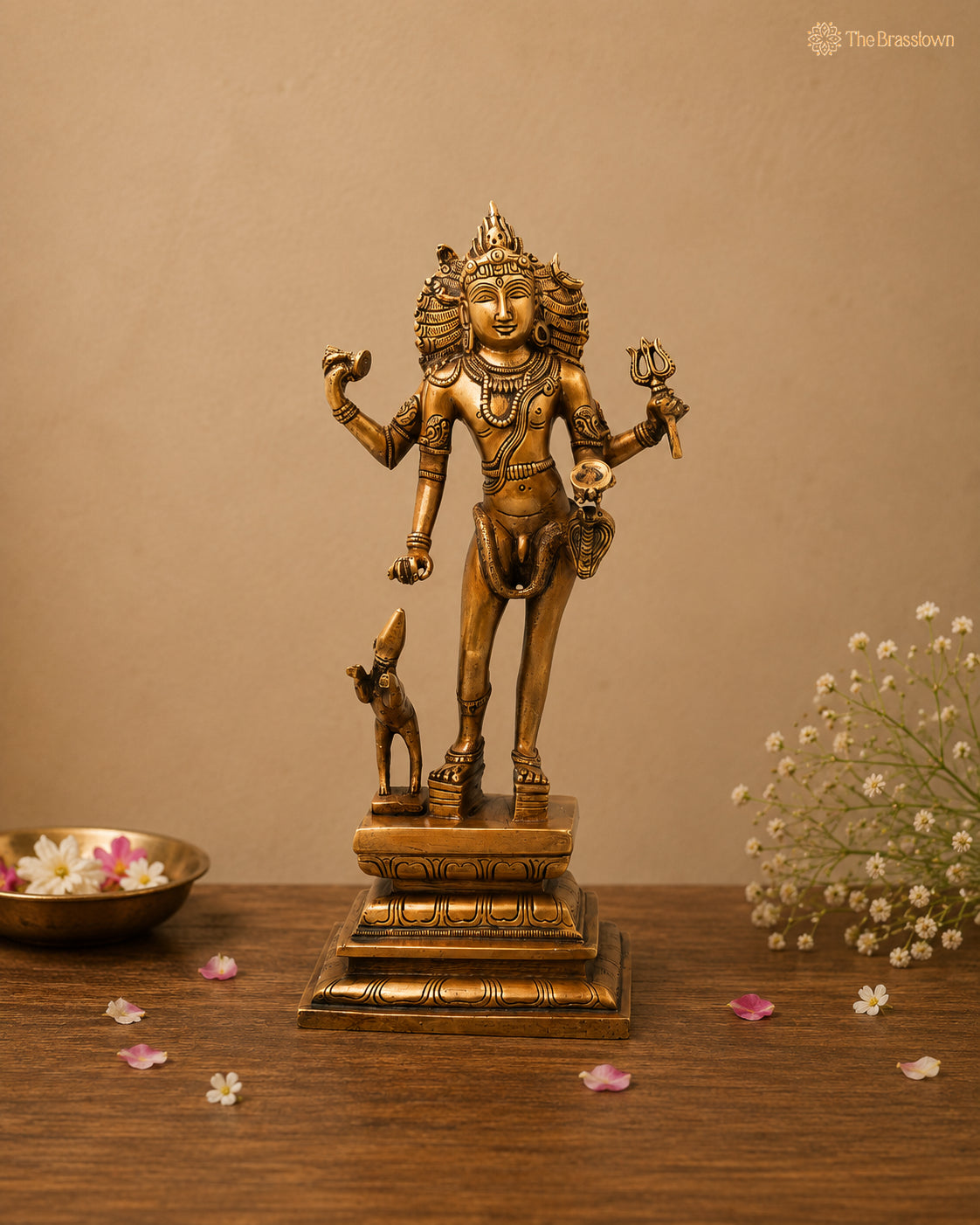 Brass Kala Bhairava Idol – Handcrafted Traditional Chola Style Bhairav Murti for Pooja, Home Mandir, Spiritual Décor &amp; Gifting 15 Inch