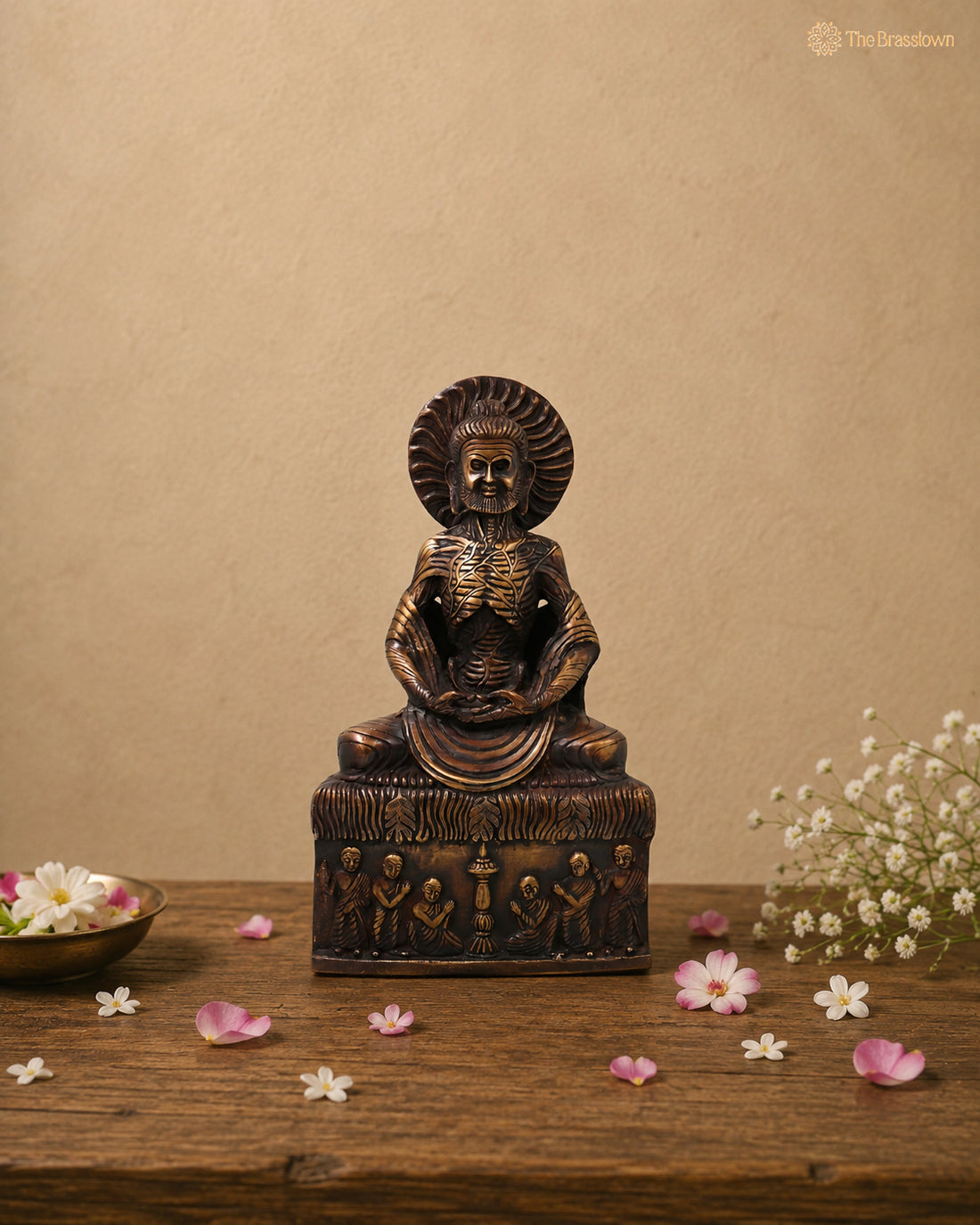 Brass Maitreya Fasting Buddha Idol – Handcrafted Future Buddha Ajita Bodhisattva Murti for Pooja, Home Décor &amp; Spiritual Gifting 12.5 Inch