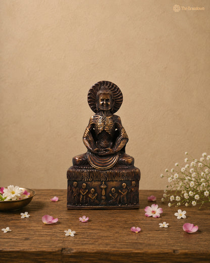 Brass Maitreya Fasting Buddha Idol – Handcrafted Future Buddha Ajita Bodhisattva Murti for Pooja, Home Décor &amp; Spiritual Gifting 12.5 Inch