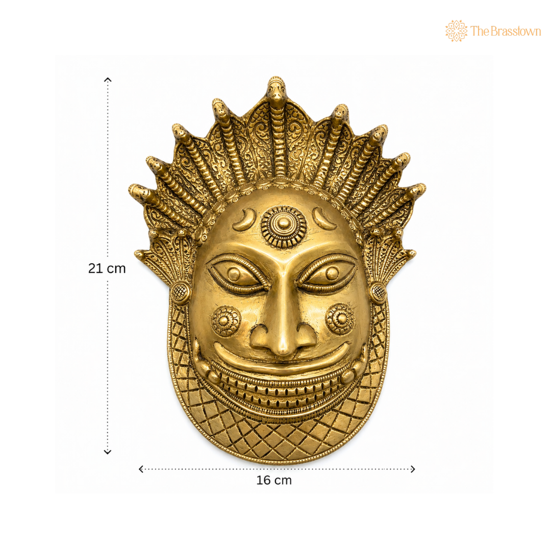 Handcrafted Brass Maha Kaal Bhairav Mask 8.5 Inch