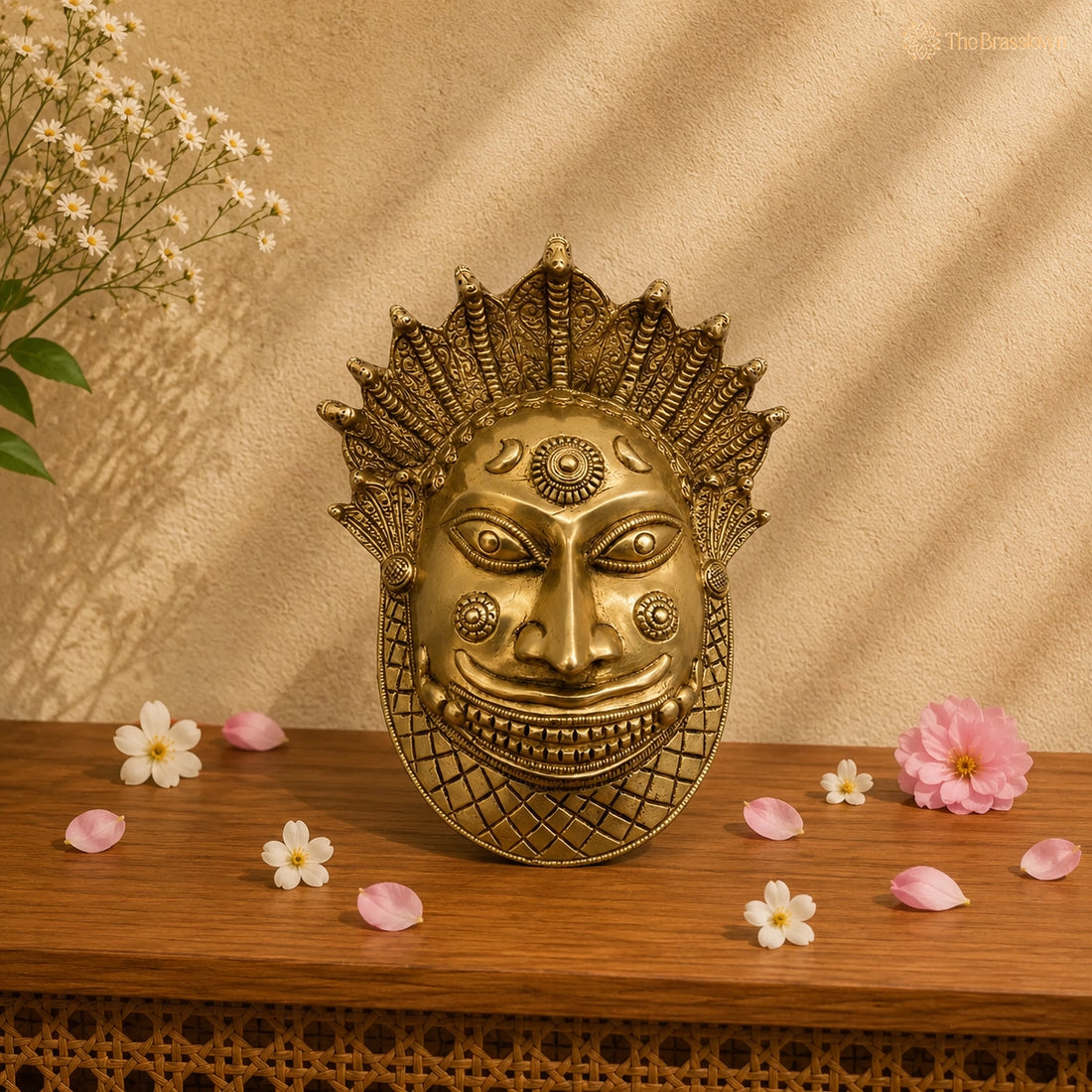Handcrafted Brass Maha Kaal Bhairav Mask 8.5 Inch