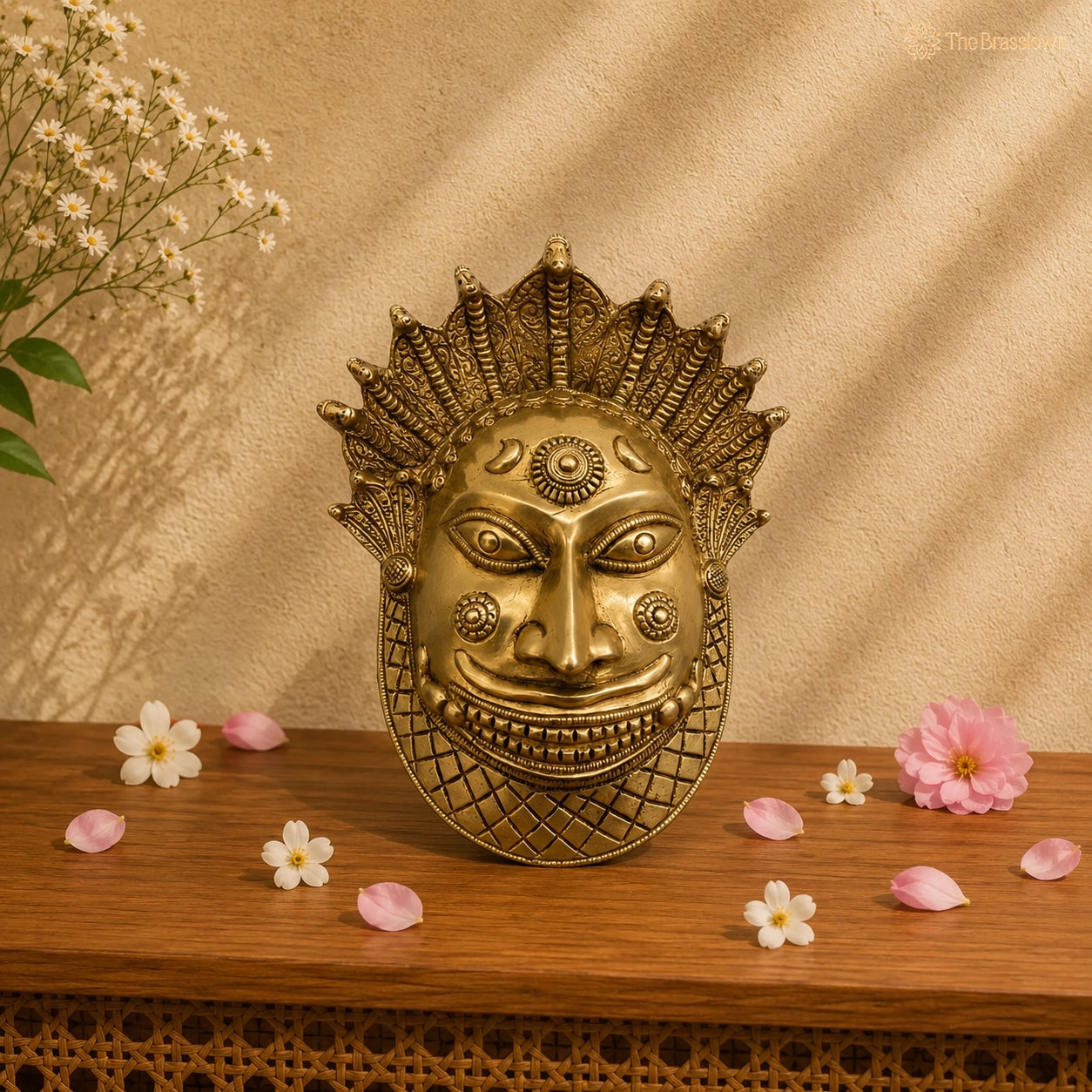 Handcrafted Brass Maha Kaal Bhairav Mask 8.5 Inch
