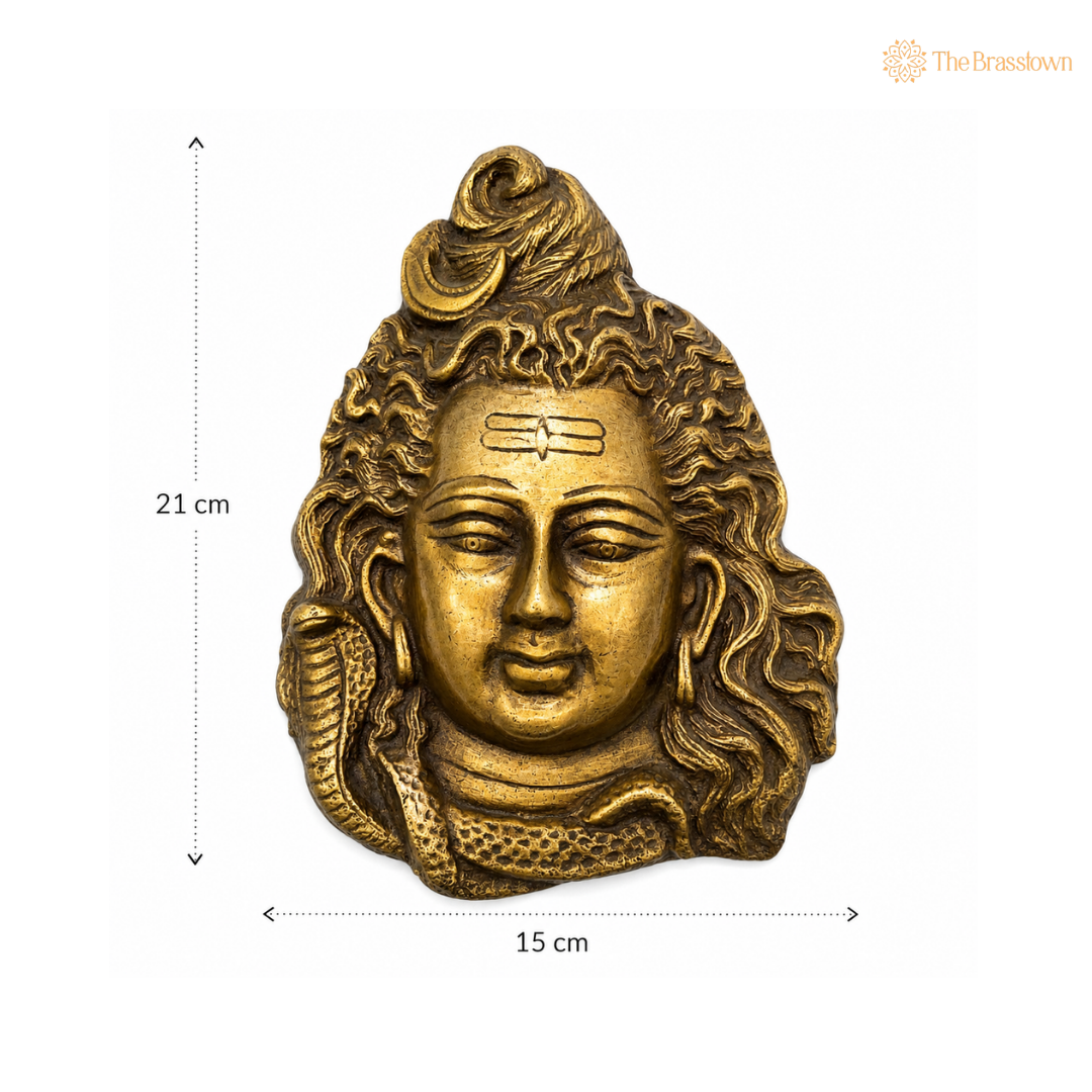 Handcrafted Brass Lord Shiva Wall Mask 8.5 Inch
