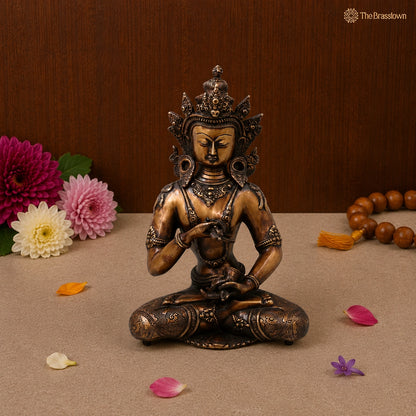 Unique Brass Vajrasattva Idol Murti – Handcrafted Dorje Sempa Buddhist Murti for Pooja, Meditation, Home Décor &amp; Spiritual Gifting 15.5 Inch