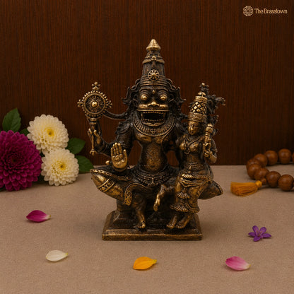 Brass Lakshmi Narasimha Idol – Traditional Narahari Swamy Murti for Pooja, Home Mandir, Spiritual Décor &amp; Gifting 2.5 Inch